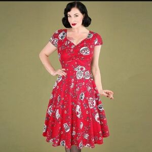 Sugar Skull Fit and Flare Midi Dress